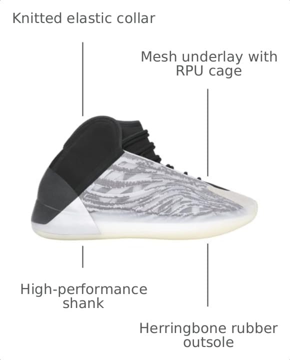 Image of adidas Yeezy Quantum Lace-Up Sneakers- Knitted Elastic Collar, Mesh Upper with RPU Cage, Boost Cushioning - Yeezy Shoes