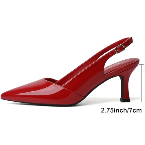 Image of Mostrin Kitten Heels for Women Slingback Pointed Closed Toe Heels Women's Pumps Shoes for Wedding, Party, Commuting