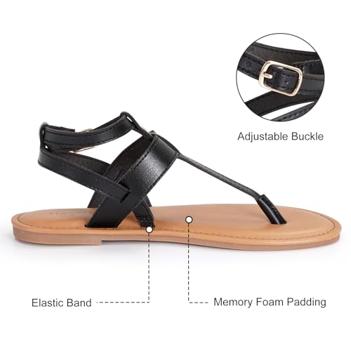 mazeskin Women's T Strap Memory Foam Thong Flats Sandals Summer Comfortable Strappy Adjustable Ankle Buckle Dressy Sandals3