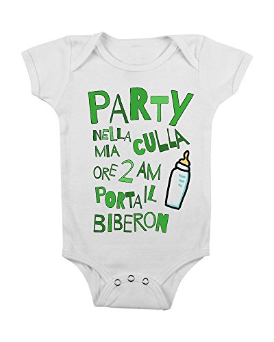 Body da Neonato Party nella mia Culla biberon - Simpatico Pagliaccetto Tutina Bimbo Bimba Festa - da 3 a 24 Mesi by tshirteria