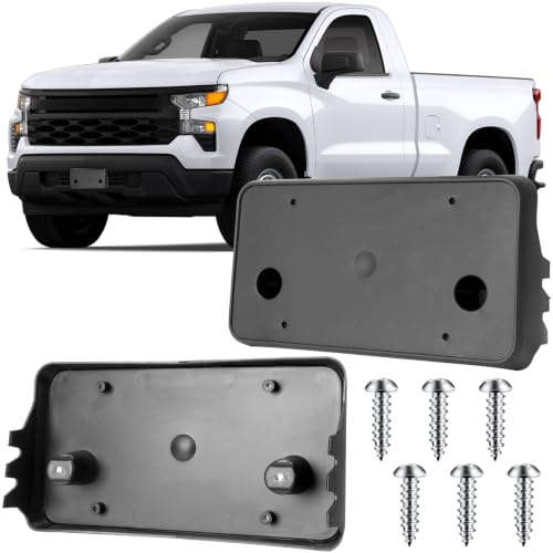 Image of License Plate Bracket for Chevrolet Chevy Silverado 1500 2022 2023 2024 2025 2026 (Not Fit ZR2 Models)(Not Fit 2022 LTD), Front Bumper License Plate Holder Replacement Frame Black Mount