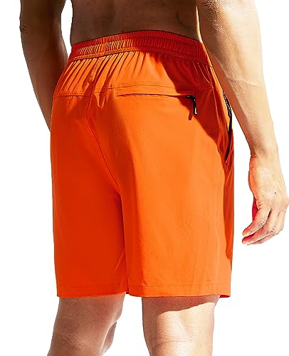 Image of MIER Men's Quick Dry Running Shorts with Zipper Pocket Elastic Waist Athletic Workout Exercise Shorts