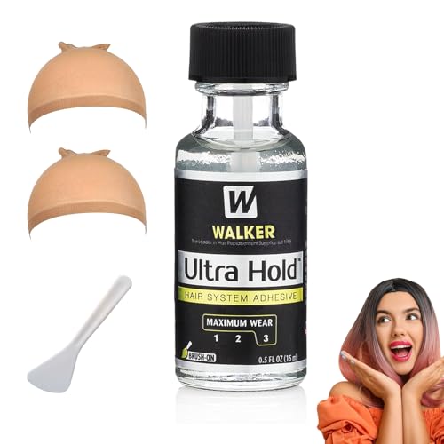 Bold Hold Lace Front Wig Glue - Waterproof, Latex-Free & Oil-Resistant (15ml) - Comes with 2 Hair Nets and 1 Glue Application Tool