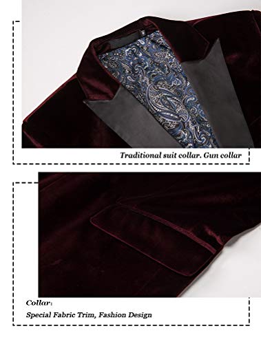 THWEI Mens Velvet Blazer Slim Fit Suit Jacket One Button Tuxedo Blazer Wedding Prom Dinner3