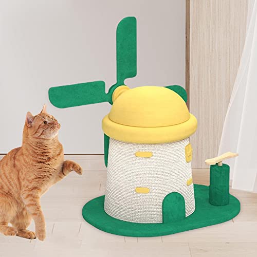 Rascador para gato torre con cuerda de sisal y juguete miniatura 5