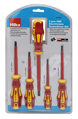 Hilka Tools 34459005 VDE Elektriker-Schraubendreher-Set, Rot und Gelb, 5-teilig