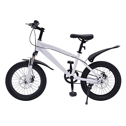 Jadeblanc Kinderfahrrad 18 Zoll Mädchen Jungen Mountainbike Stil Kinder Fahrrad mit Sortierbeutel+Pumpe Federgabel und V-Brakes, Einstellbare Sitzhöhe 59-70cm (Weiß)