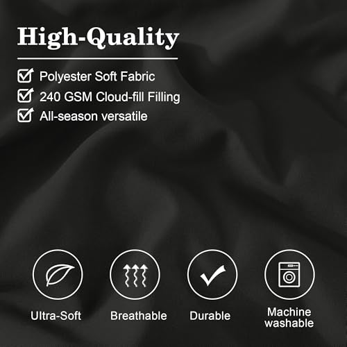 Image of Oversized King Size Comforter Set-7 Pieces Bed in a Bag King Bedding Sets | Monbix All-Season Vertical Quilted Comforter with Sheets, Pillow Shams & Pillowcases, Black