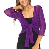 Back From Bali Womens Lightweight Knit Cardigan Shrug Lite Sheer Purple
