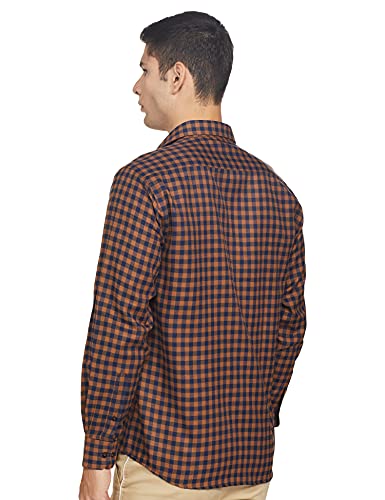 Image of Amazon Brand - Symbol Men's Regular Fit Shirt (SY-AW21-FS-413 Navy&Beige 38)