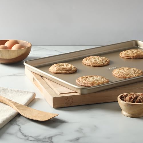 Image of Martha Stewart Gallen 17 x 11 Inch Nonstick Carbon Steel Cookie Sheet - Champagne, Durable Bakeware for Even Baking and Easy Cleanup