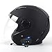 Casque Moto Jet Bluetooth Casque Scooter Ouvert Casques Motocross avec Anti-buée Double Visière ECE Homologué Casques Moto avec Microphone Intégré pour Hommes Adultes Femmes H,M=57~58cm