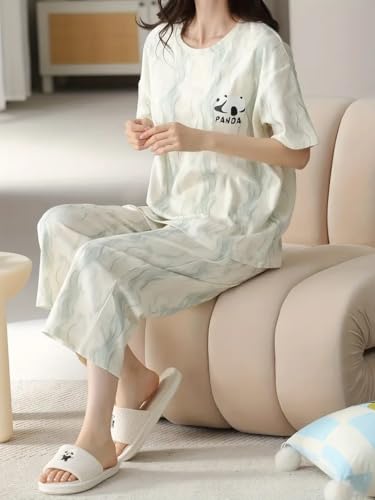 Image of Louis Luxe Womens Korean Night Dress || Full Pyjama Set || Korean Nightsuit || Women Nightwear ||Round Neck Full Sleeve Nightsuit || Loungewear || Everyday Nightdress (ND-18)