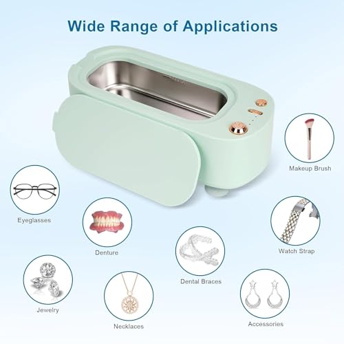 Limpador ultrassônico de joias, máquina de limpeza ultrassônica portátil de 45 KHz, limpador de lava