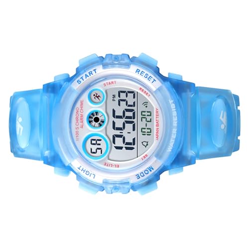 ZJchao Reloj para Niños Reloj de Pulsera Deportivo Digital con Luz EL Colorida Alarma Cronómetro Semana Fecha Pantalla 50 M Resistente Al Agua para Niños Unisex para Azul (Blue)