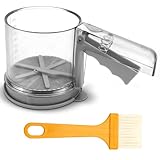 QIQN Épandeur à sucre en poudre - Avec tamis à farine - Moulin à sucre en poudre à une main - Double saupoudreur avec couvercle de fond pour farine, poudre de chocolat, amande, sucre en poudre