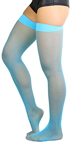 Image of ToBeInStyle Women's Sexy Nylon Versatile Fine Fishnet Thigh High Stockings w /Opaque Band