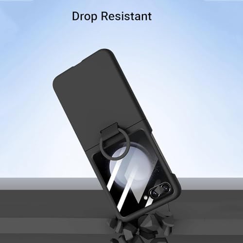 Image of Kapa Ultra Thin PC + D Ring Back Case for Samsung Galaxy Flip7 / Z Flip 7 |with [Inbuilt Glass] Shockproof Slim Hard Protective Cover (Black)