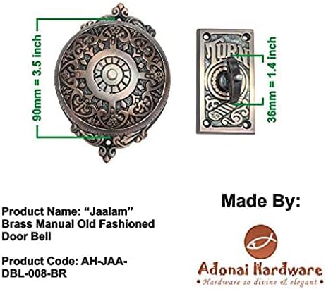 Adonai Hardware "Jaalam" Brass Manual Old Fashion Door Bell or Twist Door Bell or Hand-Turn Door Bell (Oil Rubbed Bronze)