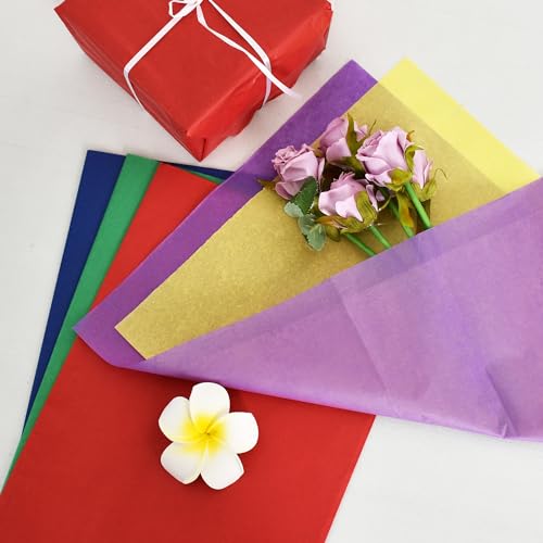 Image of BEISHIDA 100 Sheets 5 Color Tissue Paper Bulk, Wrapping Tissue Paper for Gift Bags, 14 x 20 Inch Gift Wrap for Birthday Wedding Graduation DIY Crafts Holiday Flowers(Colorful Series)