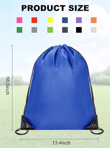 Image of ZenNex Drawstring Backpack, Nylon Cinch Sack Backpack for Sports Gym Beach, String Bag Bulk Assorted Colors (50, blue)