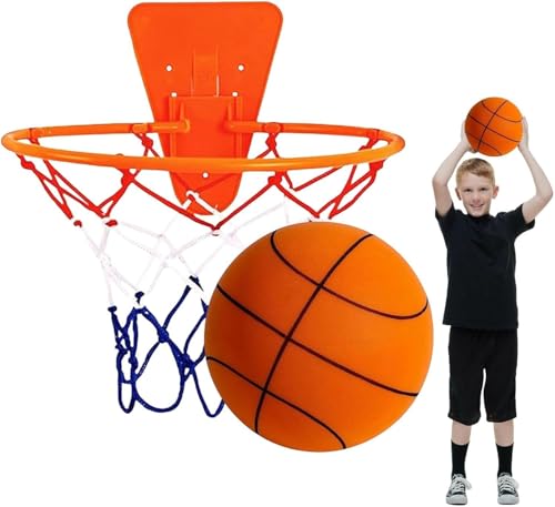 Pallacanestro Silenzioso - Palla Da Interno Silenziosa Con Cesto, Silent Basketball, Attrezzatura Sportiva Per Salti Morbidi Per Studio Domestico, Palla Sportiva Da Parete Senza Rumore Per Casa (A)