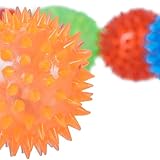 Relaxdays LED Igelball, 12er Set, blinkende Leuchtbälle in 4 Farben, mit Noppen, LED Flummis für Kinder, Ø 6,5 cm, bunt