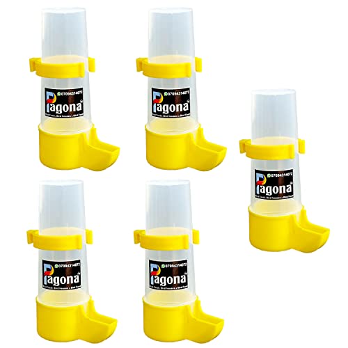 Image of Pagona - Imported Cage Bird's Water Hanging Feeder Suitable for Small Cage Birds Like Love Birds, Finches, Cockatiel and ext.. (140ML, Pack of 5), Plastic