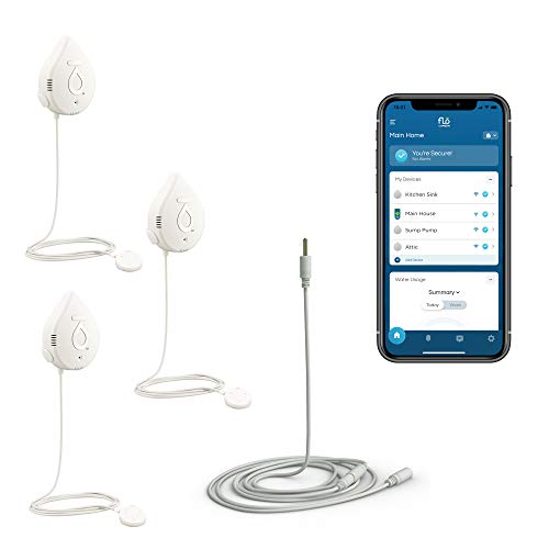 Image of Flo by Moen Smart Water Detector, 3-Pack with Leak Sensing Cable (6-ft)