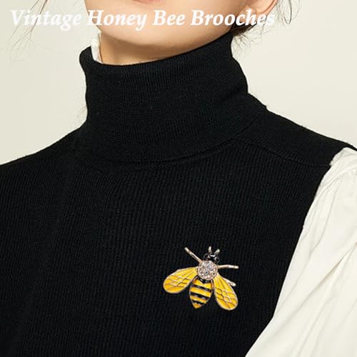 Image of Vintage Crystal Honey Bee Brooches for Women,Sparkly Rhinestone Insect Bee Brooches Charm Faux Pearl Yellow Sun Flower Honeybee Lapel Pins Dress Suit Shirt Prom Party Jewelry