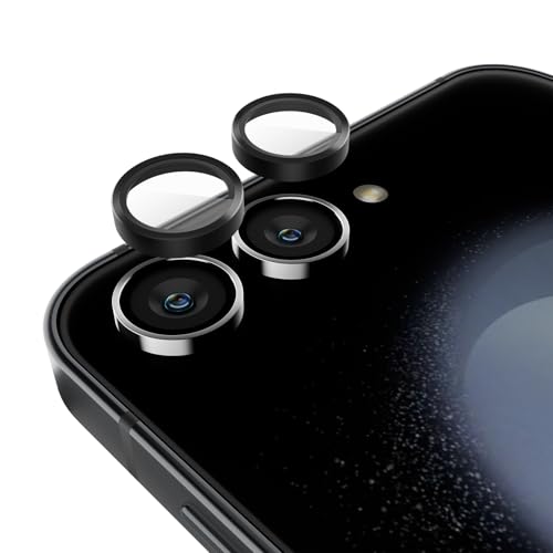 Pelican Samsung Galaxy Z Flip6 Camera Lens Protector with Aluminum Rings - 9H Tempered Glass - Durable Anti-Scratch, Anti-Shatter, HD View with Night Shoot and Case Friendly, Easy to Install - Black