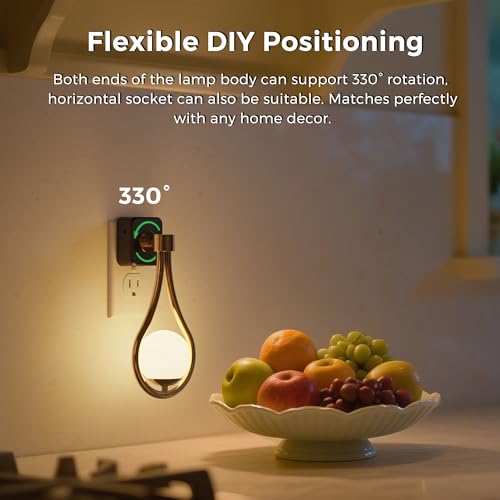 Image of L LOHAS LED Night Lights Plug Into Wall: Dusk to Dawn Sensor, Soft White 3000K Nightlight, 0-100LM Adjustable Brightness, 330Rotating Plug in Night Light for Bathroom, Hallway, Bedroom, Stairway
