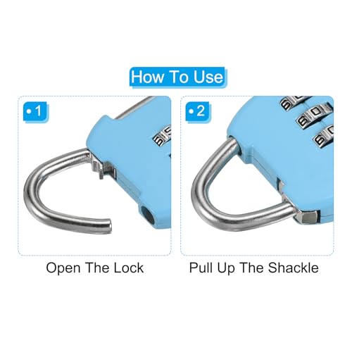 Image of PATIKIL Security Steel Cable with 3 Digit Combination Lock, 2 Set Travel Padlock 4.9Ft Coated Safety Wire Rope Double Loop for Luggage Suitcase, Sky Blue
