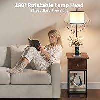runjuly Floor Lamp with Table, Narrow Side Table with Charging Station — image 9