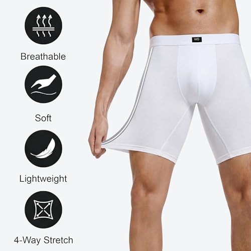 Image of Long Underwear for Men Cotton Long Leg Boxer Briefs for Man Trunks Breathable Innerwear Men's Underwear for Gym Workout Anti Chafing Long Trunks for Man