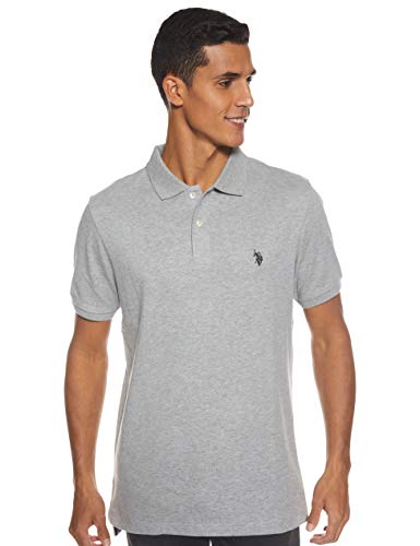 U.S. Polo Assn. Men's Solid Interlock Polo, Heather Gray, Small