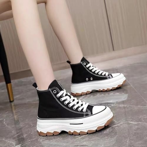 Canvas Chunky Platform Sneakers for Women & Girls Y2K Aesthetic 5cm Height Increase2