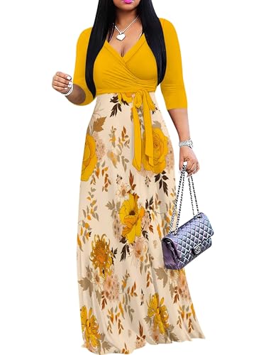 Image of PinkPatty Plus Size Maxi Dress for Women 3 /4 Sleeve Casual Long Dress