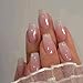 6 Packs (144 Pcs) Press on Nails Medium - Jsiallye Pink Gradient Press on Nails Square Coffin, Glue on with Nail in 12 Sizes - 24 Fake Nails Kit, French Tip Stick on Nails for Women