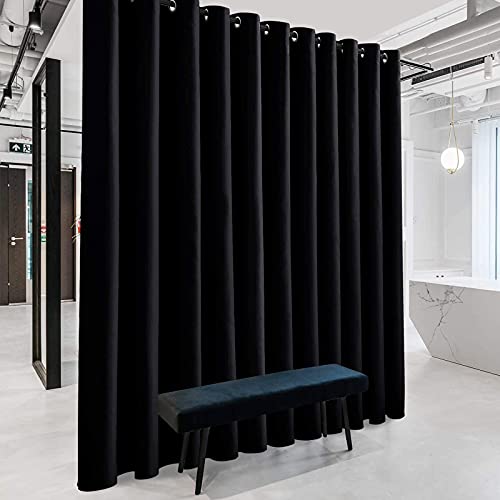 Image of RYB HOME Blackout Room Divider Curtains Thermal Insulated Energy Efficiency Noise Reduce Verical Blinds for Living Room Bedroom Dining Sunroom Basement Wall Divider, 1 Pc, Black, W 20ft x L 8ft