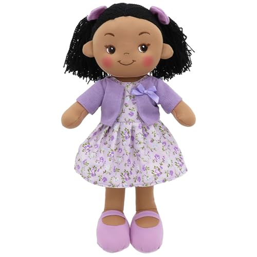 Image of Linzy Toys 16 Inch Purple Hailey Soft Plush Rag Doll for Girls – Adorable Stuffed Sleeping Cuddle Buddy for Toddlers, Infants, Babies – Cute Hug Doll, Muneca de Trapo para Niña, Soft Toy Gift for Kids