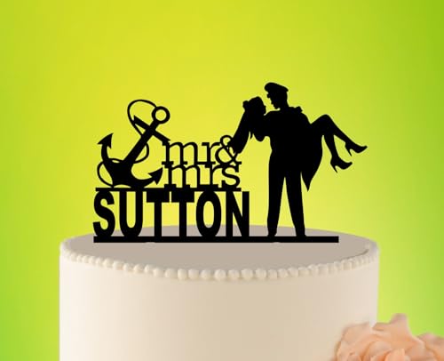 Custom Mr and Mrs Sailor Wedding Cake Topper
