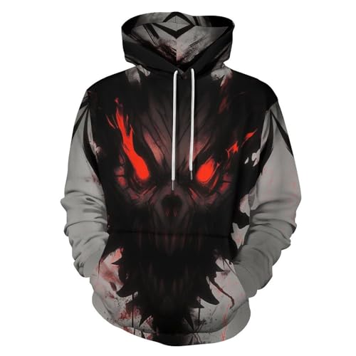 Sweat à capuche Visage du Diable 3D : pull Harajuku pour look streetwear automne-hiver