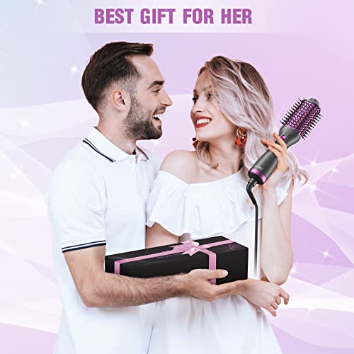 Apoke Brush Hair Dryer, Professional 1200W Ceramic Tourmaline Ionic Hot Air Styling Brush, One Step Hair Dryer & Styler Volumizer, Blow Dryer Curling Brush, Blowout Brush For Drying Curling Combing #TOP7