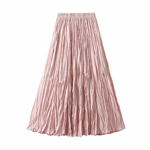 Flowy Pleated Long Maxi Skirts for Women Elastic High Waisted Vintage Summer Skirt Solid Color A Line Dress2