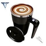 ZMYTHOPIA Self Stirring Coffee Mug,with LCD Temperature Display,Rechargeable automatic magnetic stirring coffee mug,14 fl.oz Auto Stir Coffee Mug,316 stainless steel,Ideal Gift for Coffee Lovers,Black