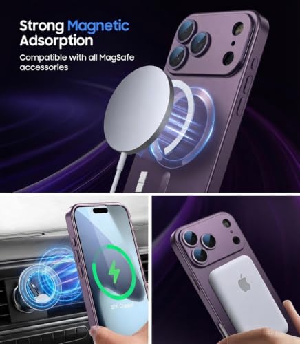 Image of DIZORO Magnetic Case for (iPhone 17 Pro Max) Case [Compatible with MagSafe][Built-in Camera Lens Protector] Slim Soft Silicone Bumper Shockproof Metallic Luster Back Cover Phone Case (Royal Deep)