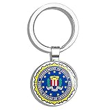HJ Media FBI Seal Shaped (Federal Bureau Investigation Logo) Metal Round Metal Key Chain Keychain Ring