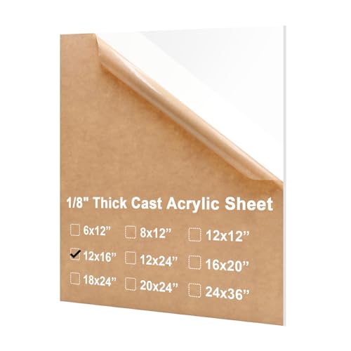 Image of KINLINK 12x16 Plexiglass Sheets 1 /8 inch Thick - 3mm White Cast Acrylic Sheet, Plastic Board Polycarbonate Sheet for DIY Project, Craft, Table Top, Acrylic Sign and Wedding Invitation 1 Pack