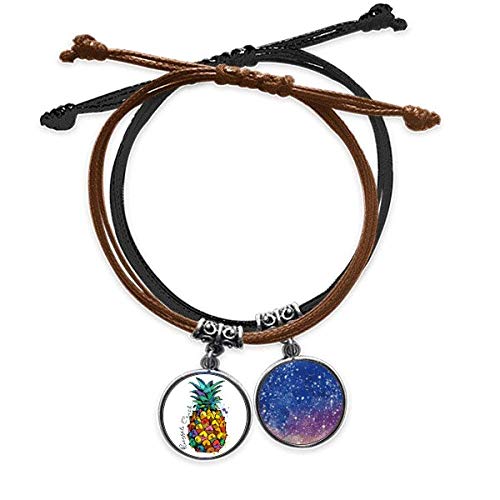 Pulsera de piña cuero cuerda mano cadena ajustable amuleto fruta tropical para hombre y mujer